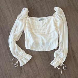 Abercrombie & Fitch Cream Blouse with Puff Sleeves